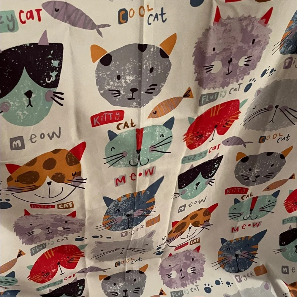 Colorful Cat Print Shower Curtain